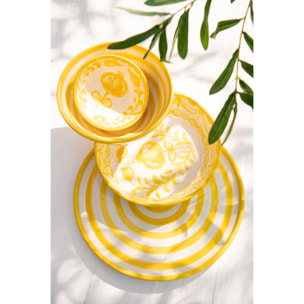 J-Line plat Granada Low - céramique - blanc/jaune - large - Ø 25 cm