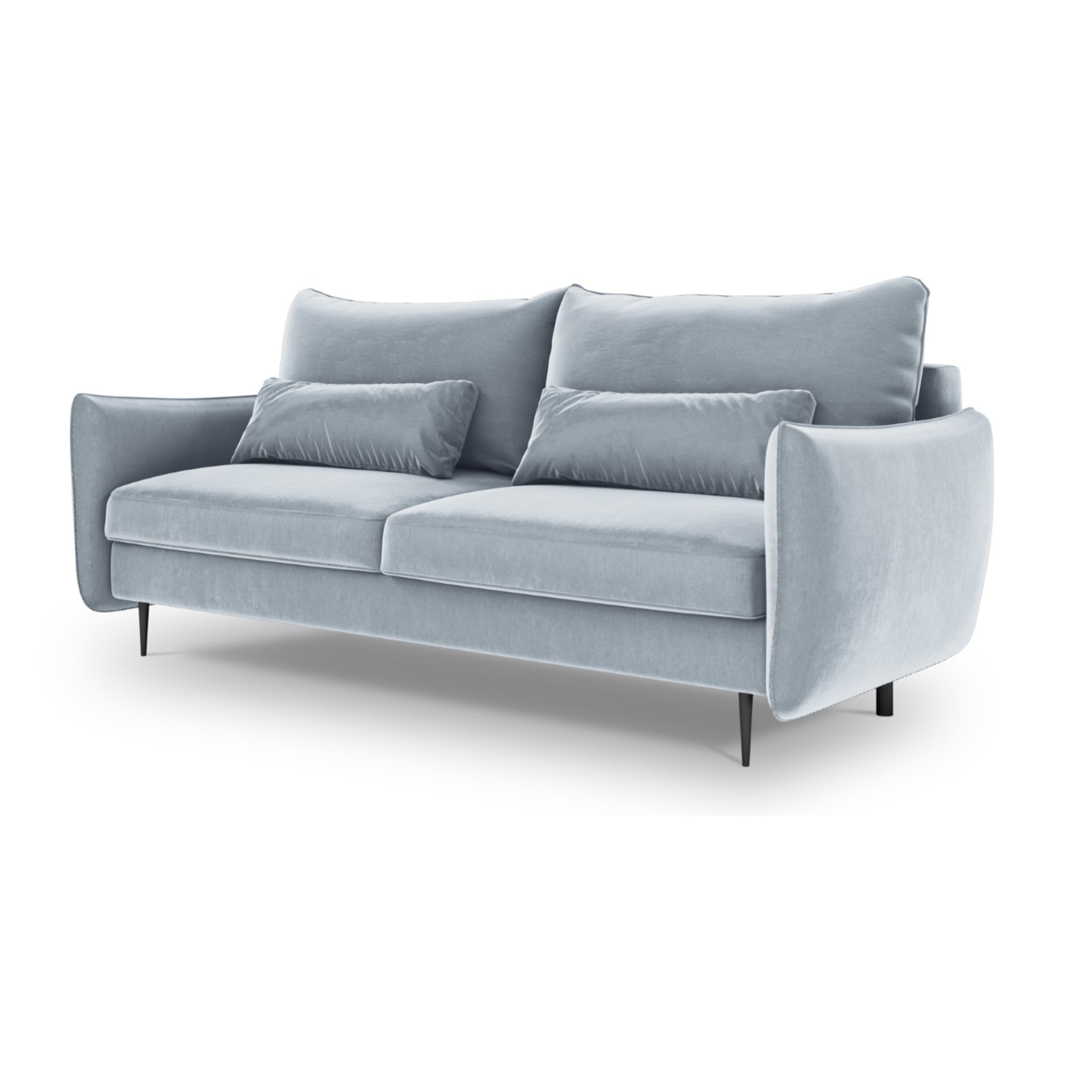 Canapé convertible avec coffre de rangement "Vermont" 3 places en velours bleu clair