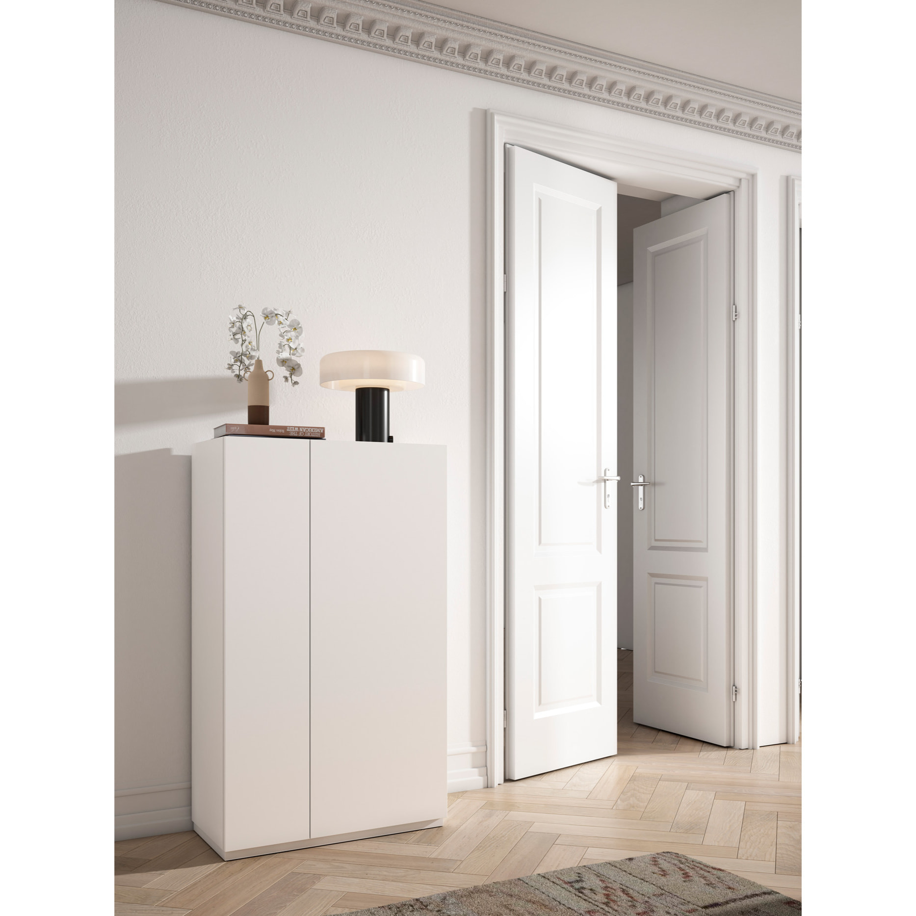 Zapatero Akra melamina blanco 122x70x35 cm