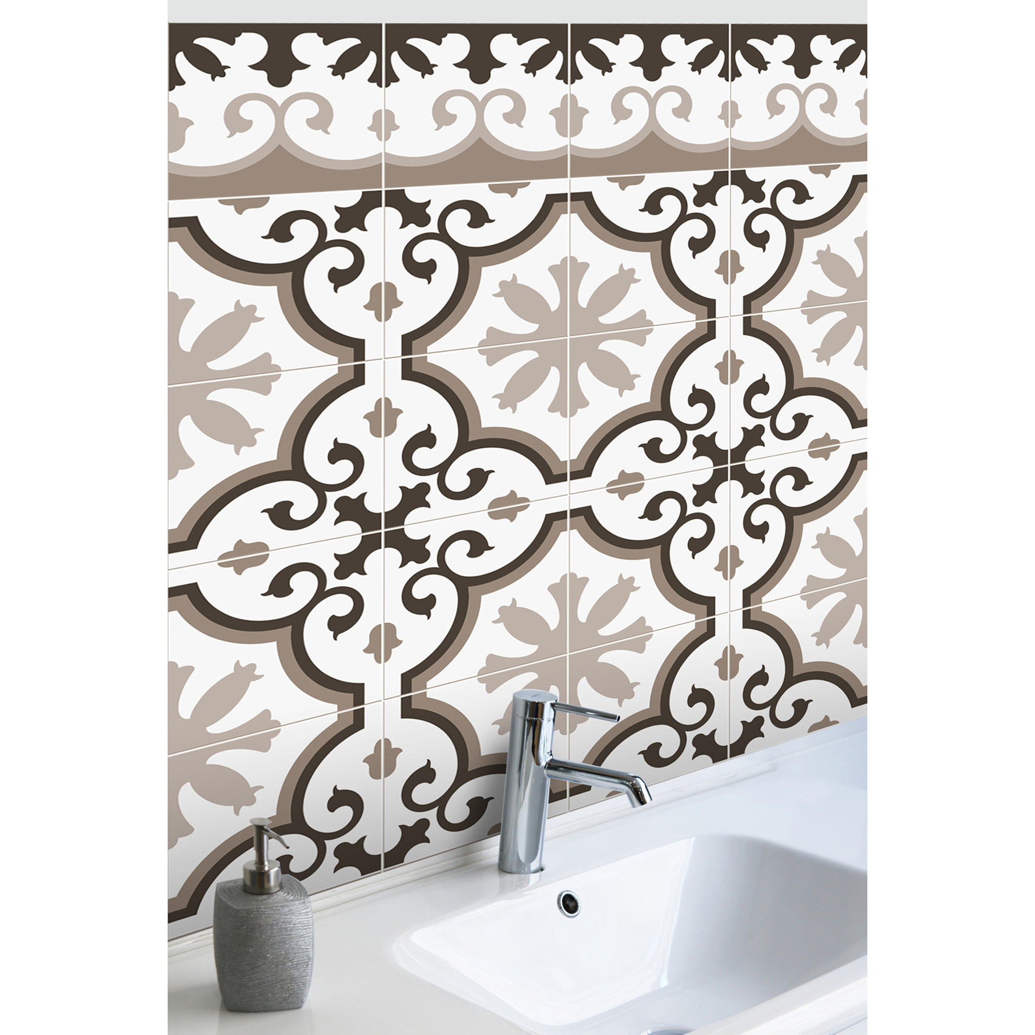 Stickers adhesivos de CERAMIKO - Flocons Sepia 50x100