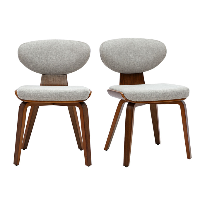 Chaises en tissu effet velours texturé gris et bois foncé (lot de 2) YELLE