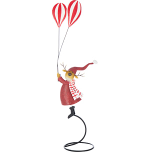 J-Line figurine Renne sur pied + Ballons - métal - rouge - small
