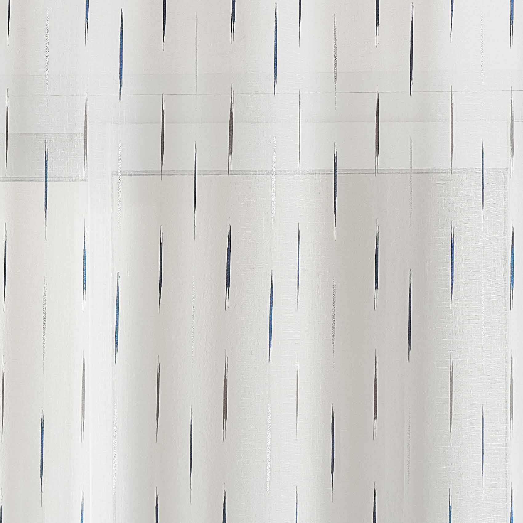 Voilage en étamine à jacquard rayé - Bleu Paon