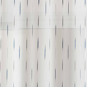 Voilage en étamine à jacquard rayé - Bleu Paon