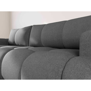 Yulin - Canapé d'angle gauche 4 places convertible avec coffre en tissu bouclette - Gris