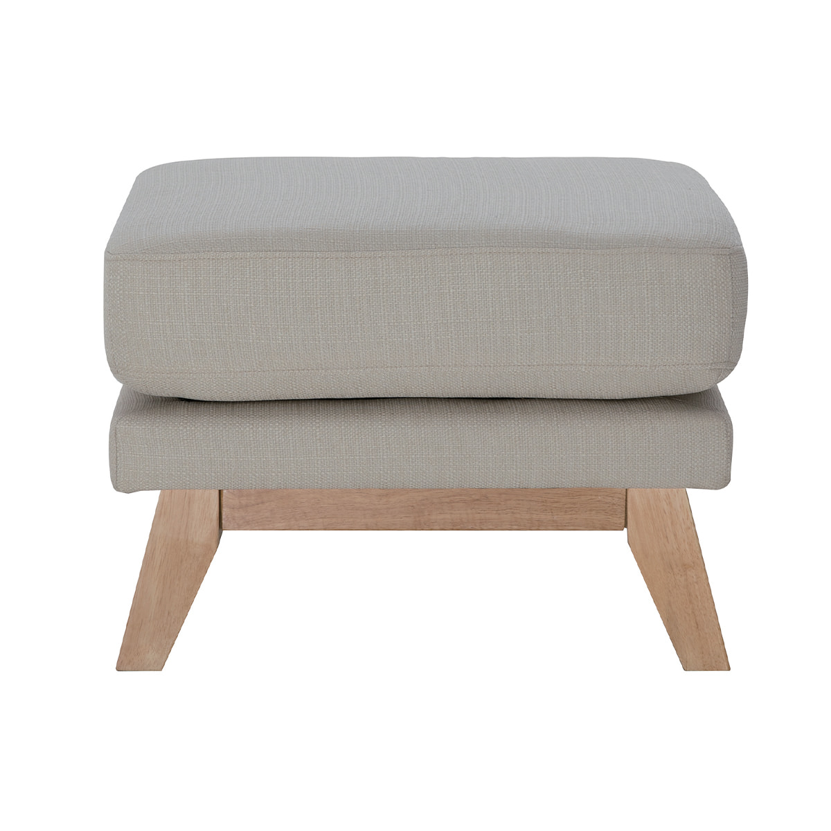 Pouf repose-pieds déhoussable scandinave en tissu beige et bois clair OSLO