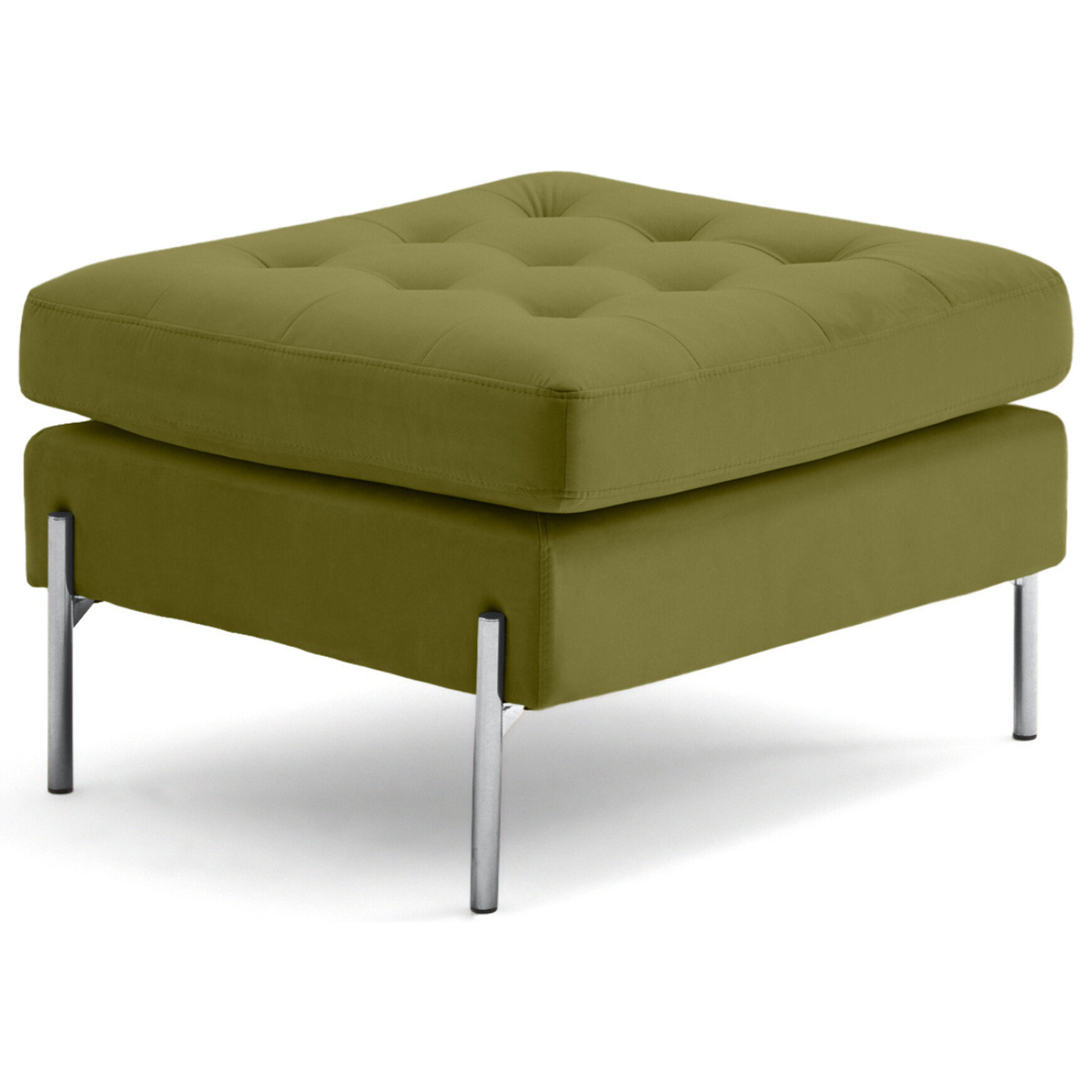 Isaure - pouf en velours - Vert Olive