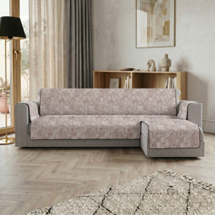 COPRIDIVANO GLAMOUR con Penisola DESTRA, Antiscivolo, Cotone+Microfibra+Fibre Varie, Made in Italy - MARRONE