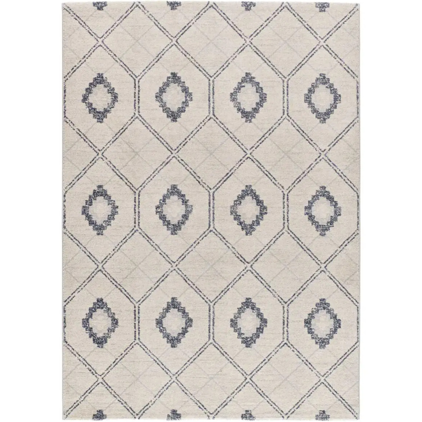 SIROCO Alfombra geométrica de pelo corto azul, varias medidas disponibles.