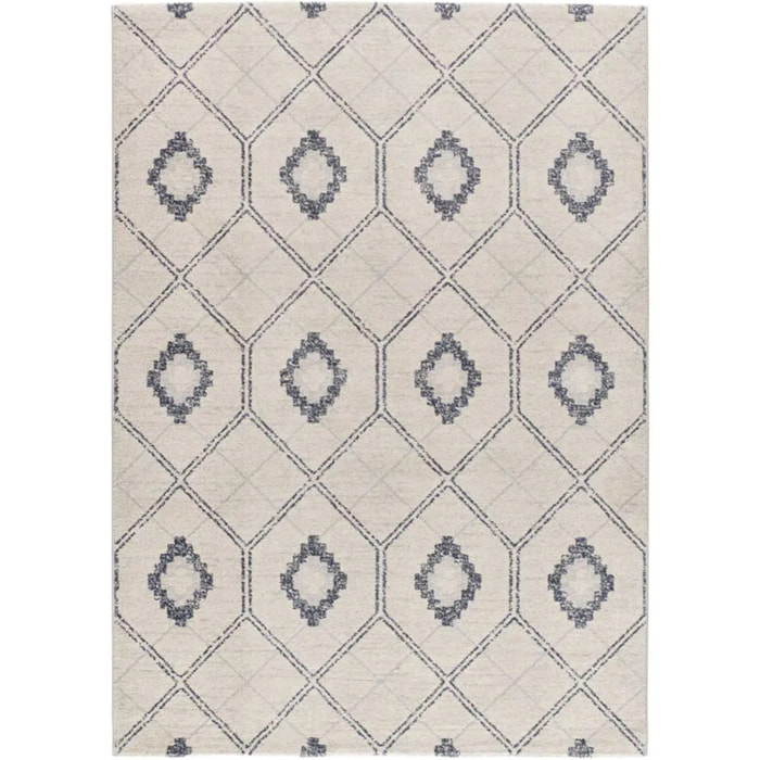 SIROCO Alfombra geométrica de pelo corto azul, varias medidas disponibles.