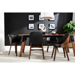 Chaises design noir et bois foncé noyer (lot de 2 ) ALBIN