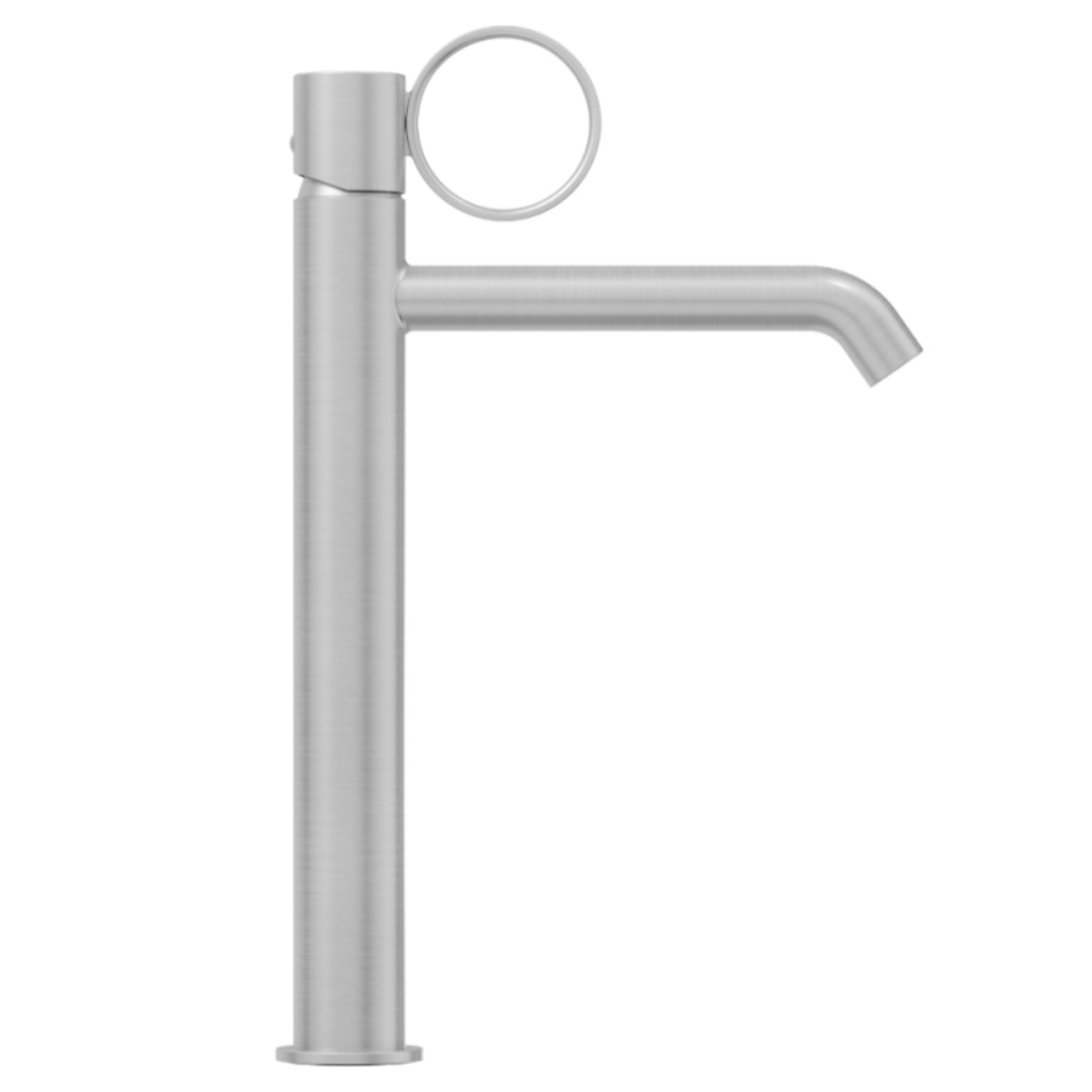 Mitigeur lavabo haut Vivienne chromé brossé avec bague chromée brossée