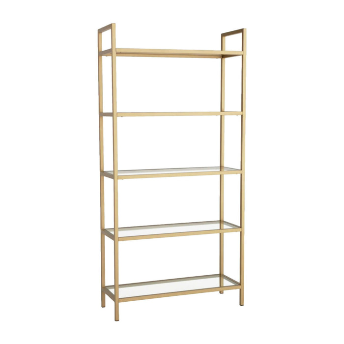 Libreria Diannell, Scaffale da ufficio, Mobile portalibri, Biblioteca, 80x30h165 cm, Oro