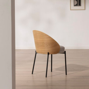 Chaise rembourrée Giza -tissu et bois-couleur beige 52 x 77 x 54 cm