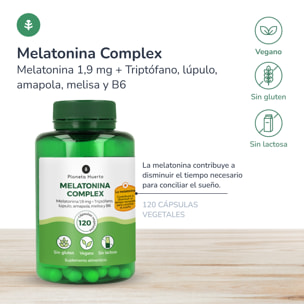 PLANETA HUERTO | Pack 3x Melatonina Complex 120 Cápsulas – Complemento Natural para Conciliar el Sueño – Con Triptófano, Melisa, Lúpulo y Amapola