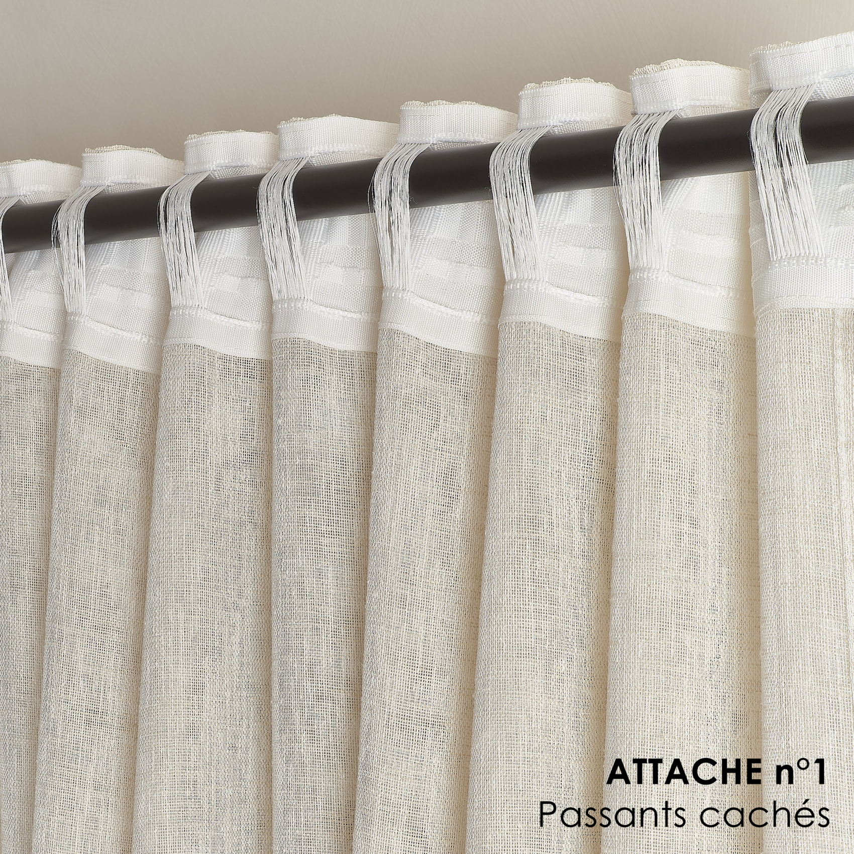 Voilage accroche 3-en-1  avec volant LUZ - Lin