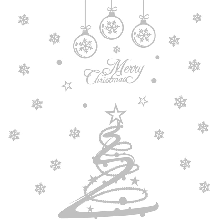 Sticker Merry christmas - argent - Autocollants adhésifs noël - décoration fêtes