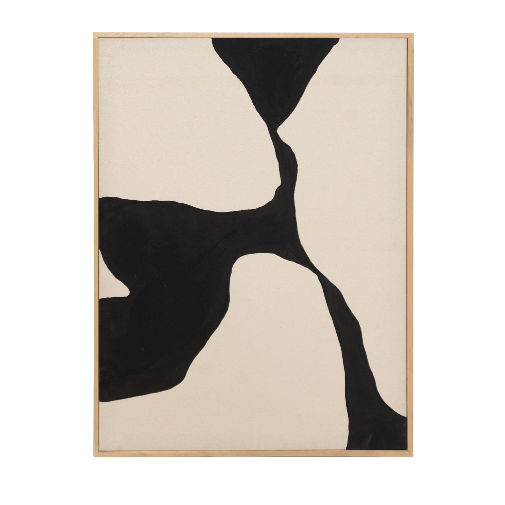 Tableau beige et noir décoratif sur coton avec cadre en bois peint à la main à la peinture à l'huile en différentes tailles