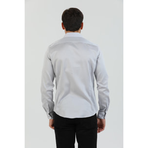 Camicia Uomo 1 Bottone Francese Slim Satin Unito Grigio