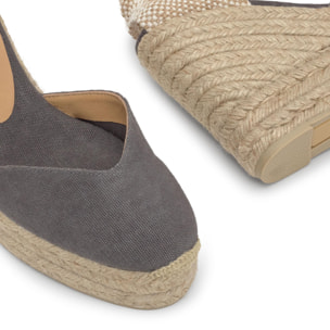 Alpargata de cuña Chiarita en algodón orgánico lavado con doble plataforma
