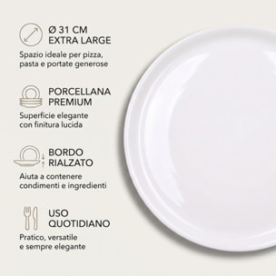 Set piatti pizza in porcellana - Bianco
