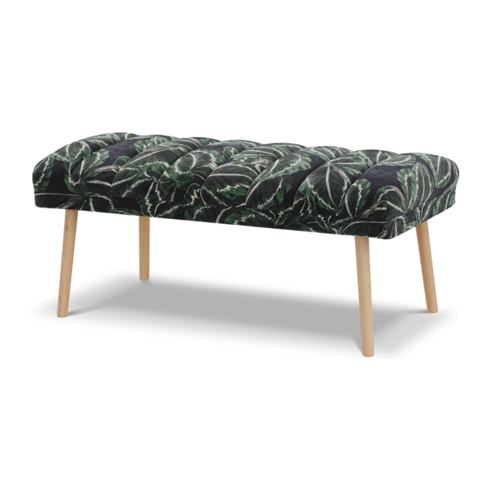 Banc "Frison" 2 places en velours motif de la jungle