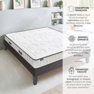Matelas Cristal, Mémoire de Forme, 18 cm, Soutien Ferme, Mousse Recyclée Haute Densité