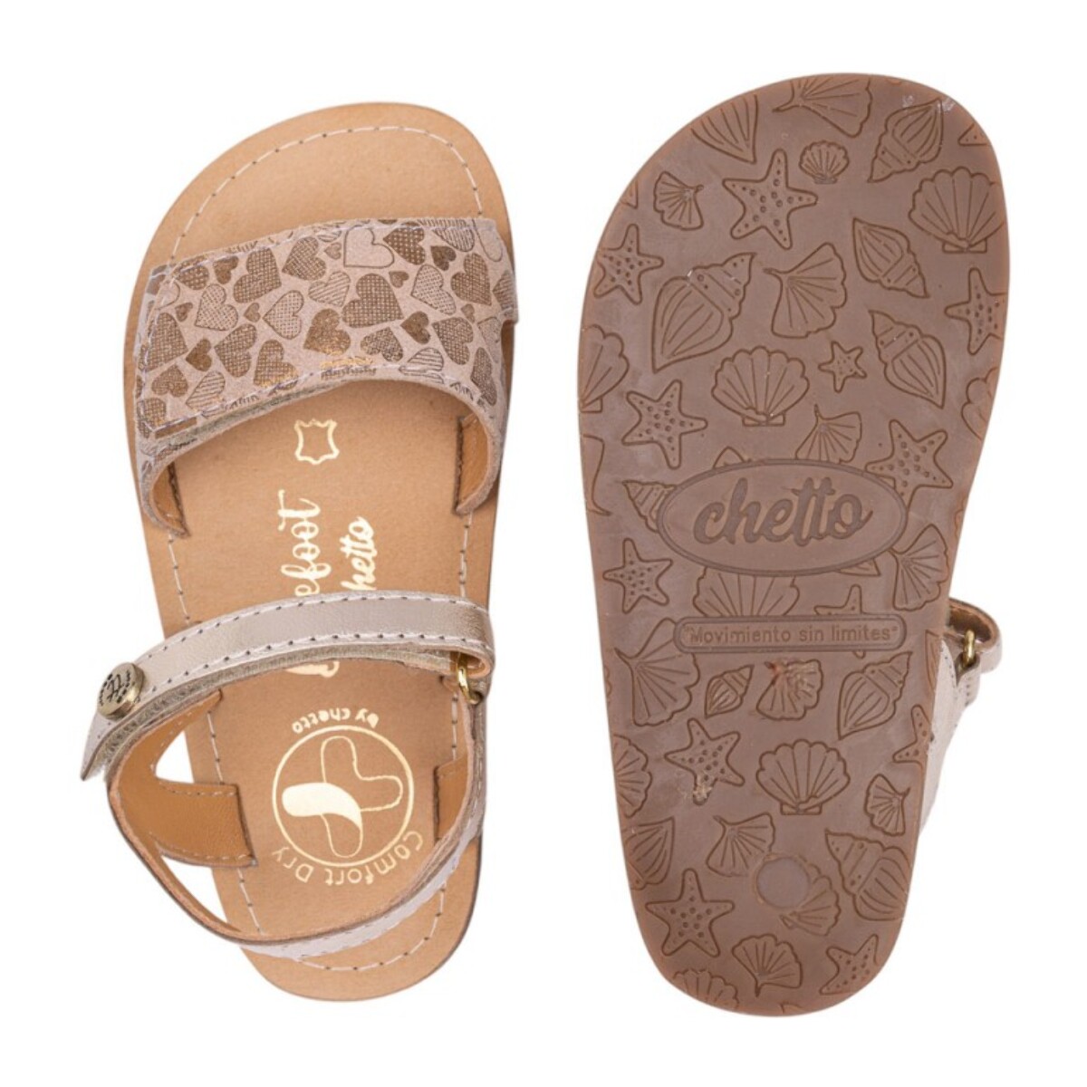 SANDALIA BAREFOOT PIEL CHETTO ESTILO CLÁSICO ORO