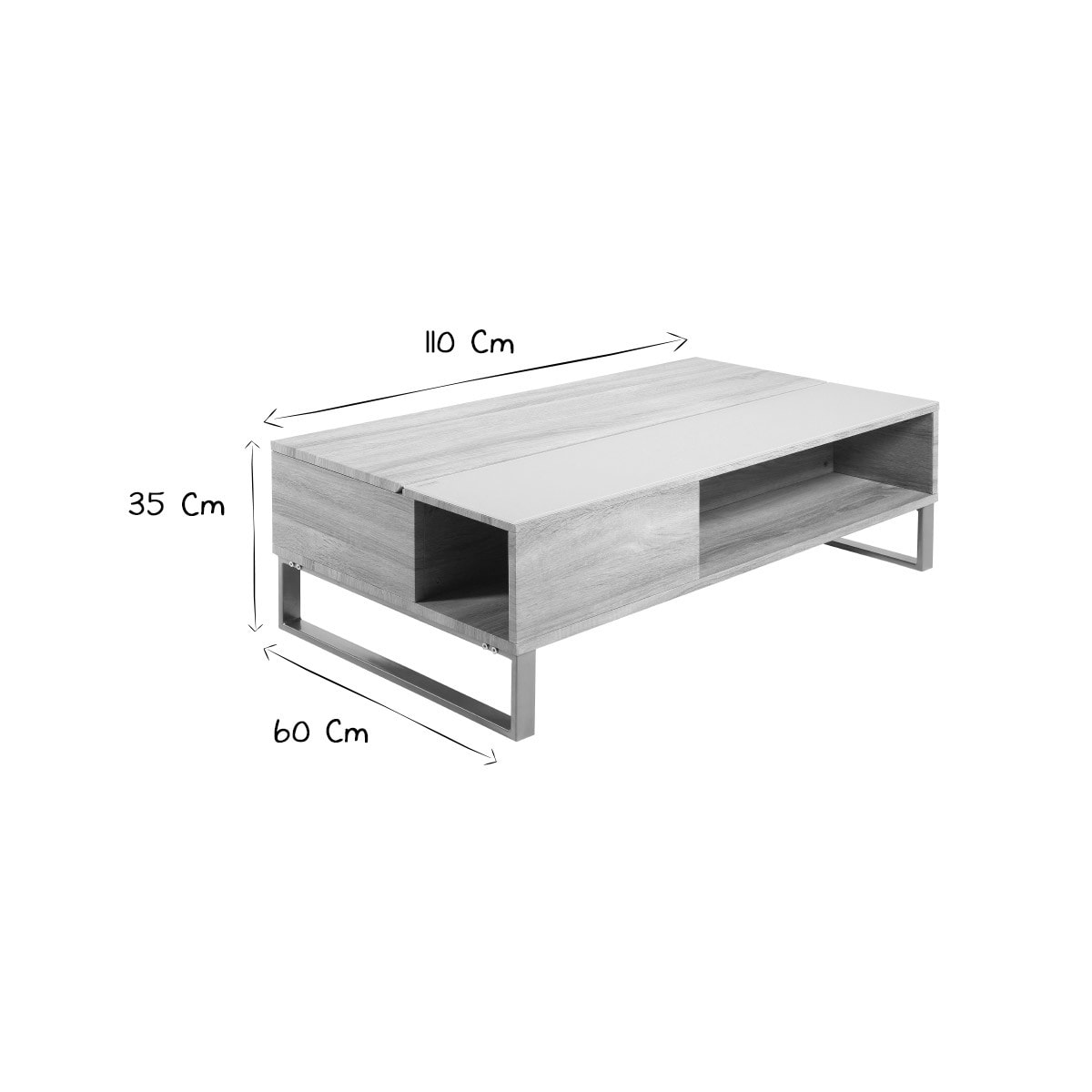 Table basse relevable rectangulaire bois clair et métal noir L110 cm WYNN