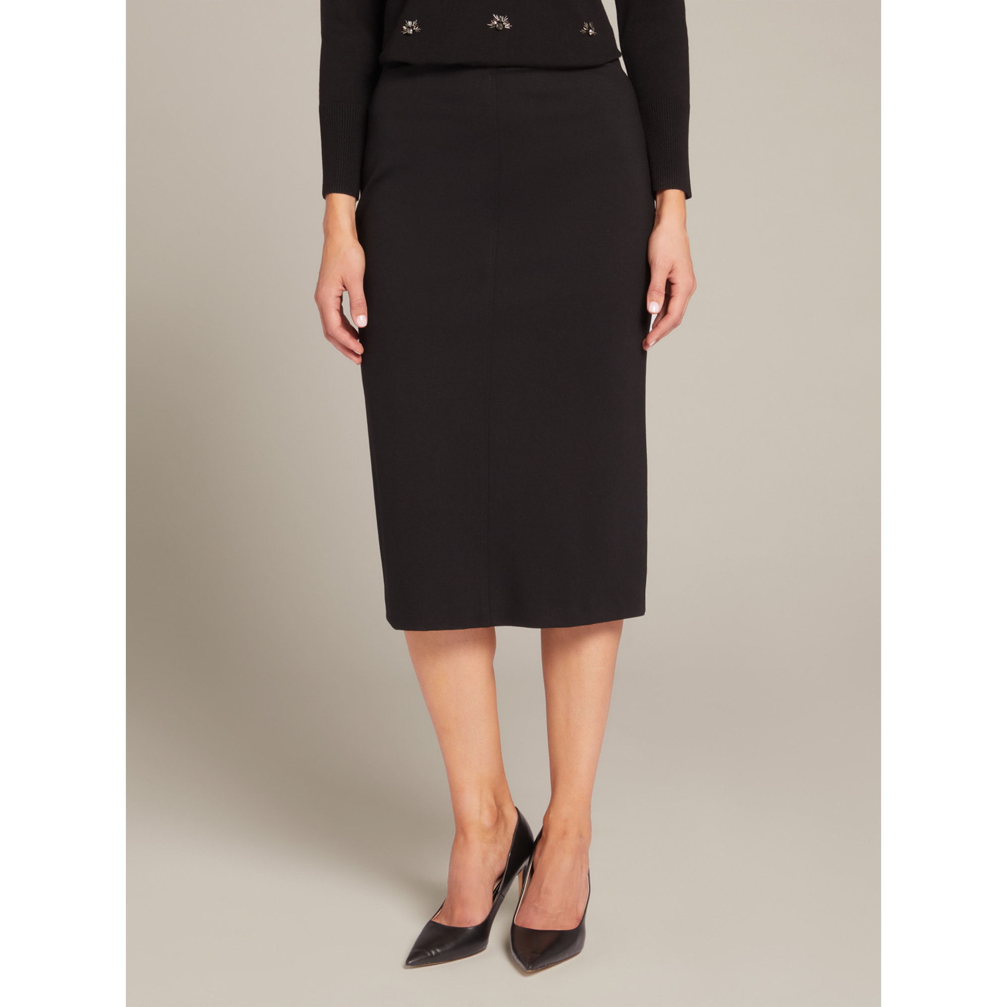 Elena Mirò - Falda longuette en punto Milano - Negro