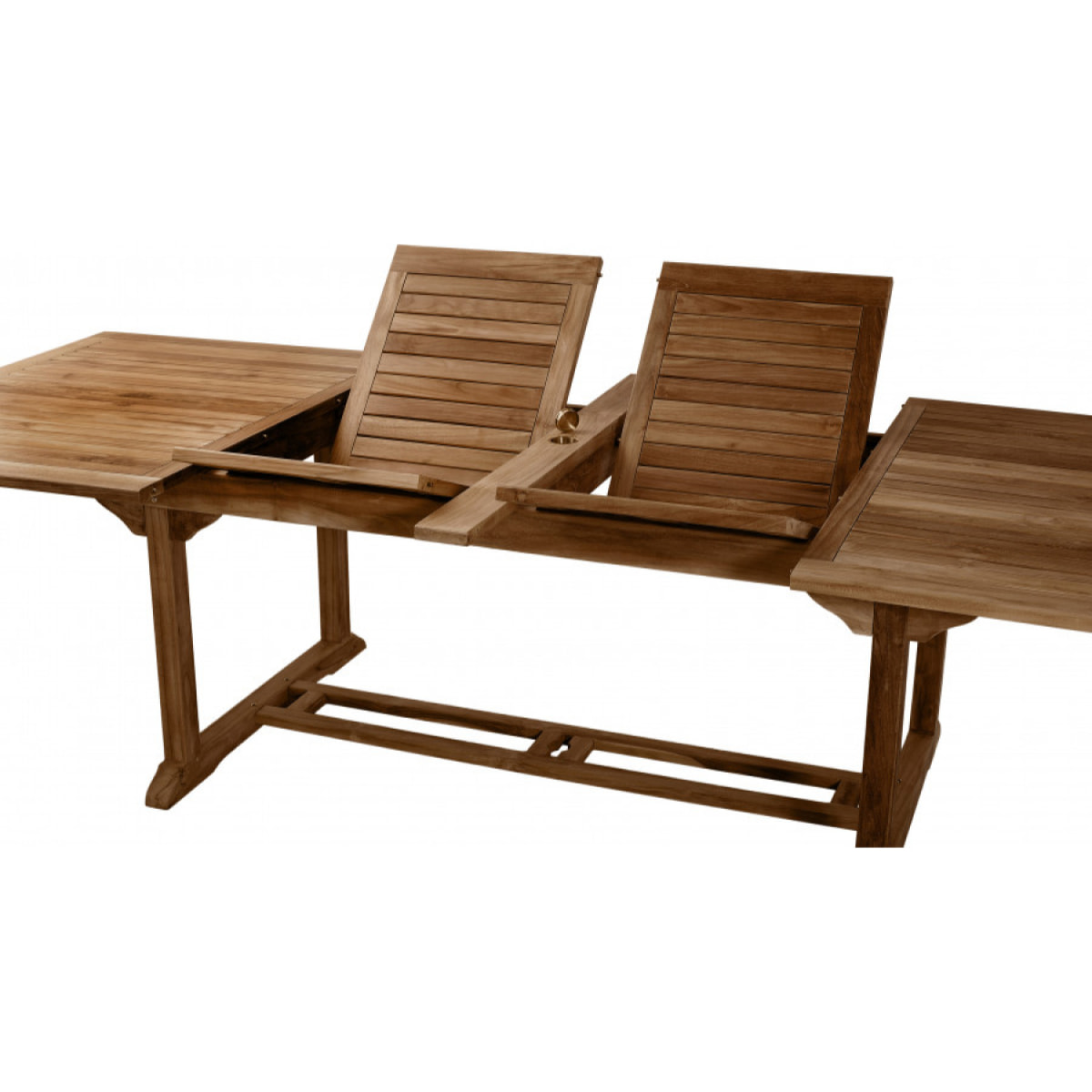 HANNA - Table de jardin 10/12 personnes - rectangulaire double extension 200/300 x 120 cm en bois Teck huilé