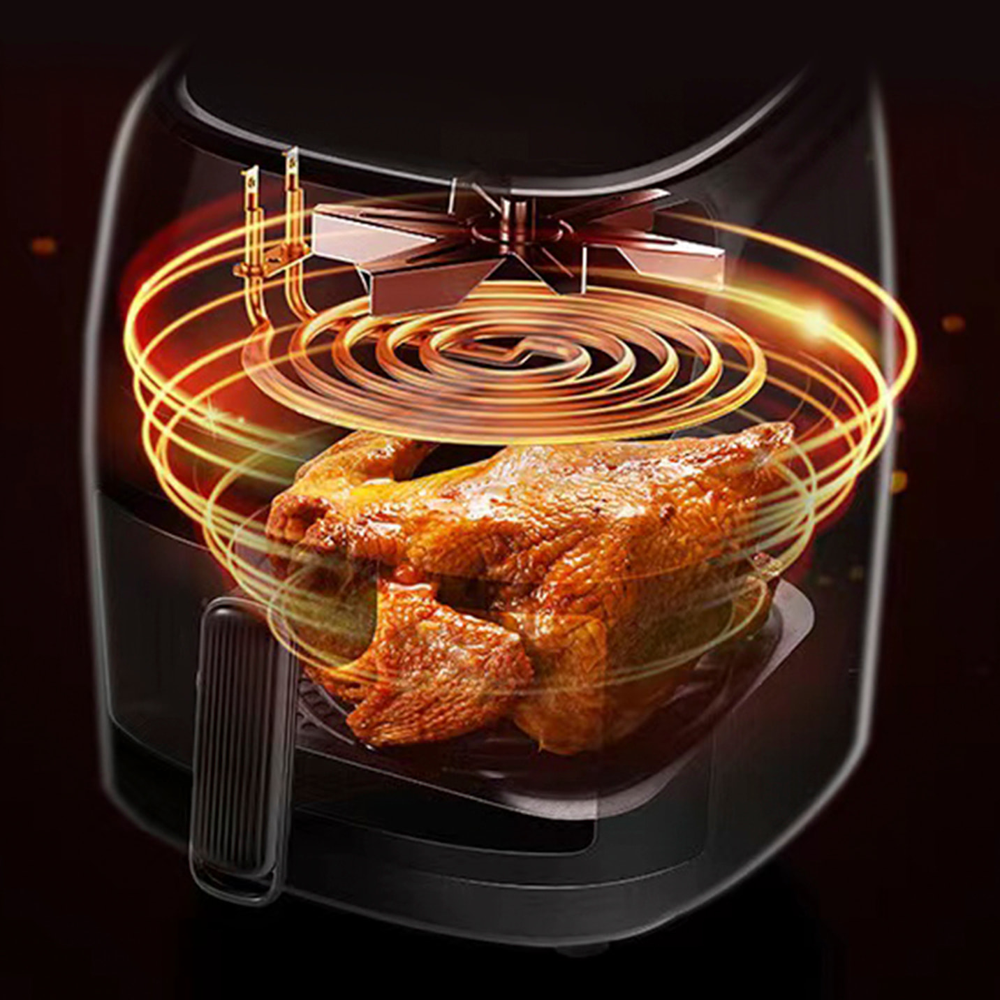 Freidora de aire 6L, 1400W. Panel táctil, programas de cocinado y modos manuales, rejilla antiadherente.