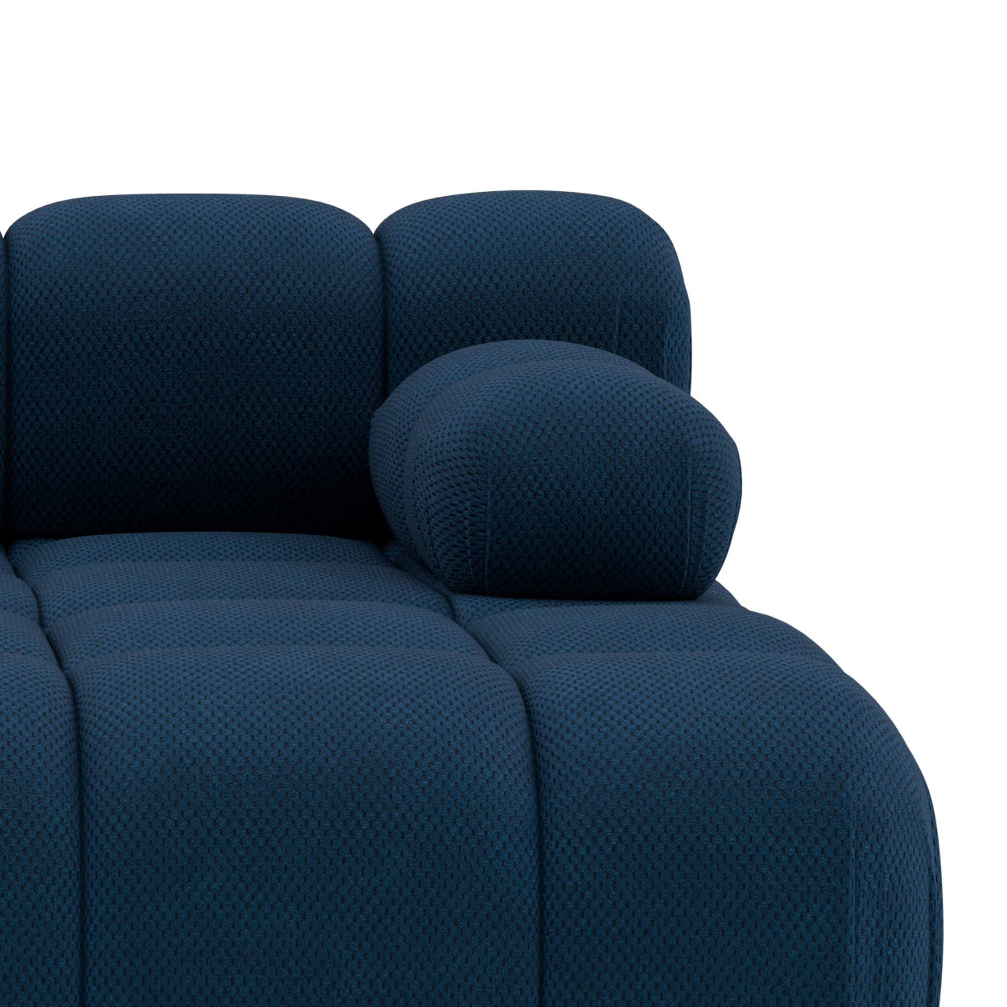 Ruby - canapé droit 4 places avec double méridienne - assise profonde - en velours texturé - Bleu