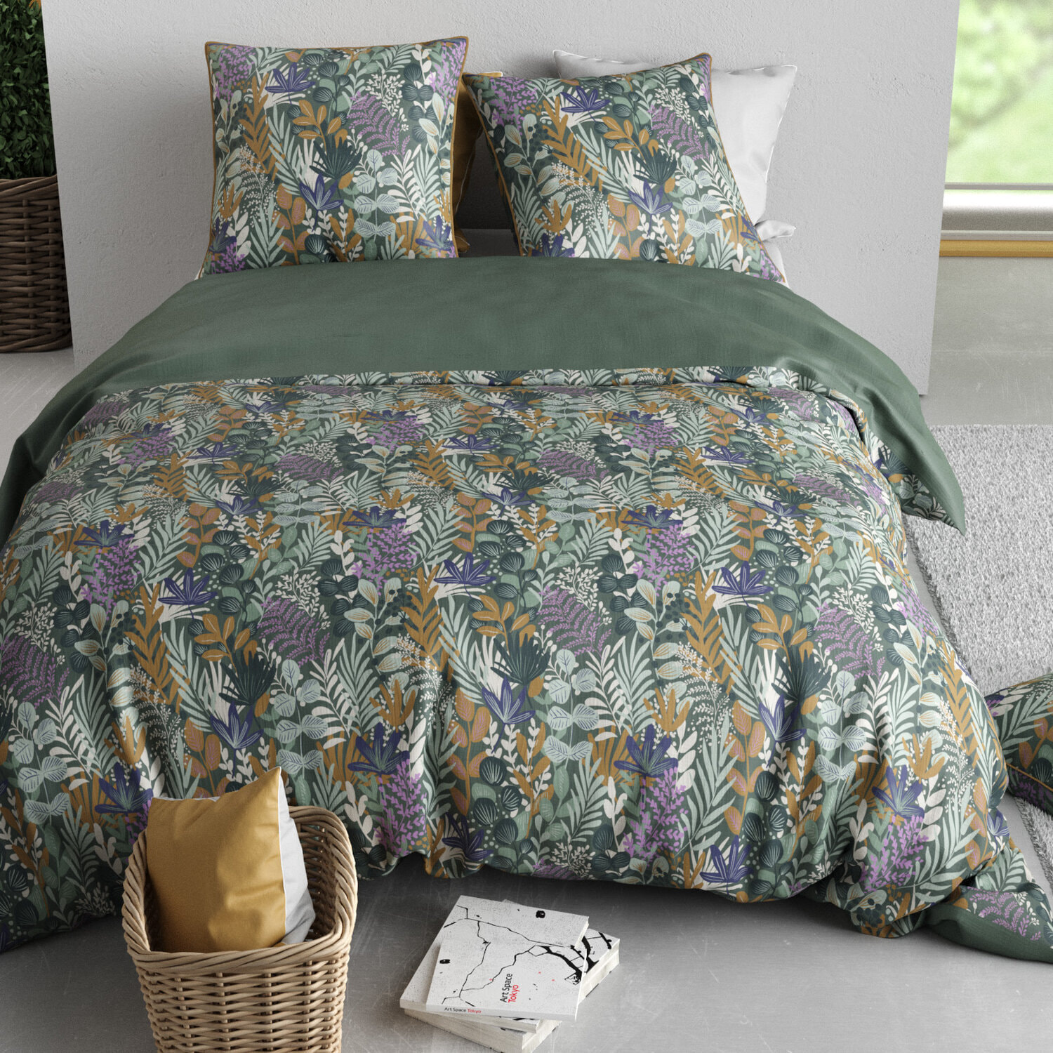 Parure housse de couette 3pcs 100% coton 57 fils pampa