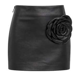 PHILIPP PLEIN Minifalda de cuero FLOWER