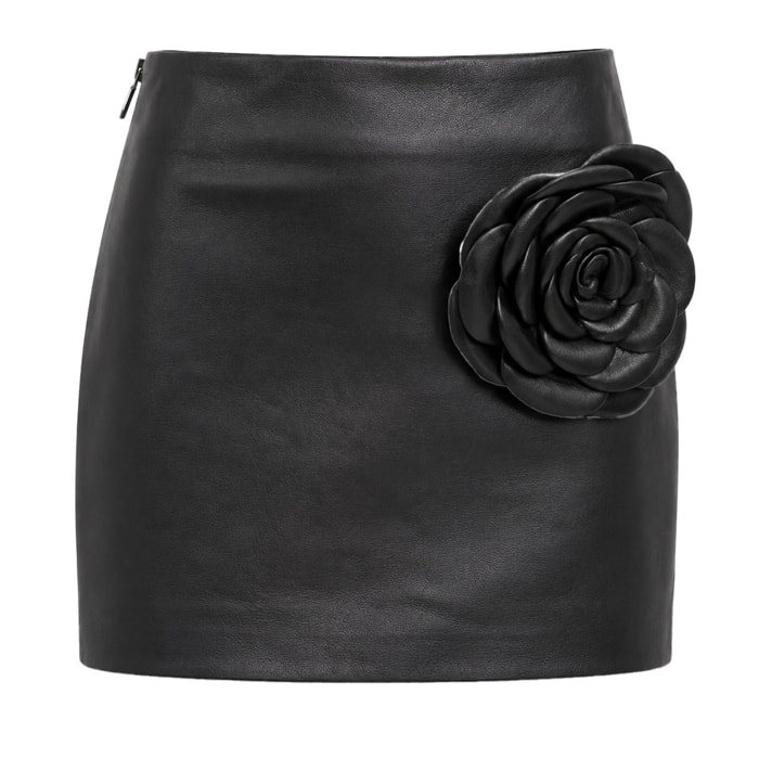 PHILIPP PLEIN Minifalda de cuero FLOWER
