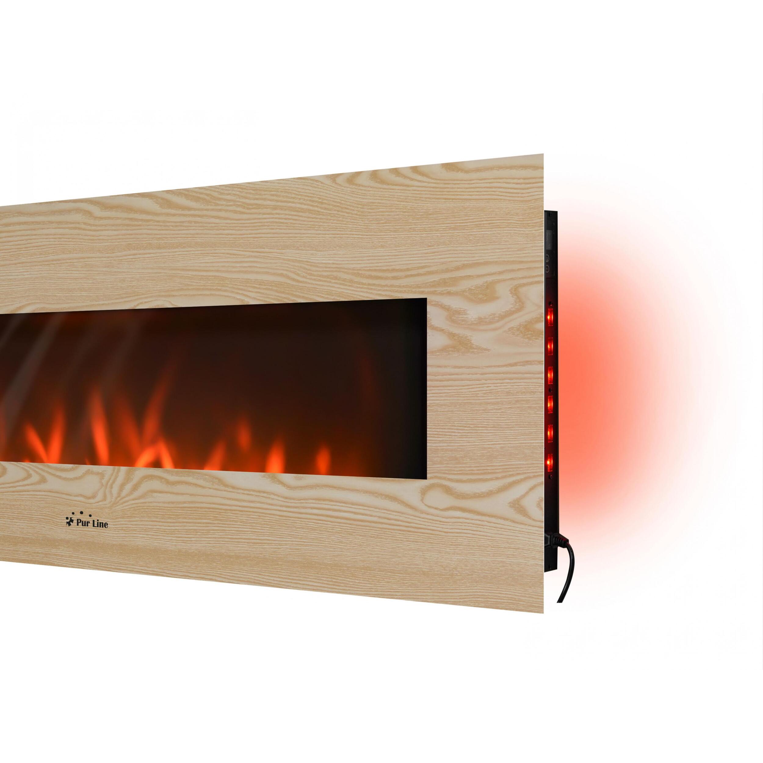 Chimenea Eléctrica Panorámica con luz LED ambiental y panel frontal MDF CHE-530 PURLINE