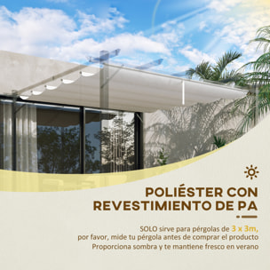 Cubierta de Pérgola Retráctil 2,5x2,55 m Toldo con 10 Orificios de Drenaje Crema