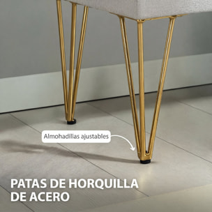 Banco Pie de Cama, Taburete Pie de Cama Tapizado en Lino Sintético con Patas de Acero y Asiento Acolchado, Estilo Moderno, Banco para Dormitorio, Entrada, Pasillo, Gris Claro
