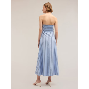 Motivi - Vestito midi in popeline a righe - Azzurro