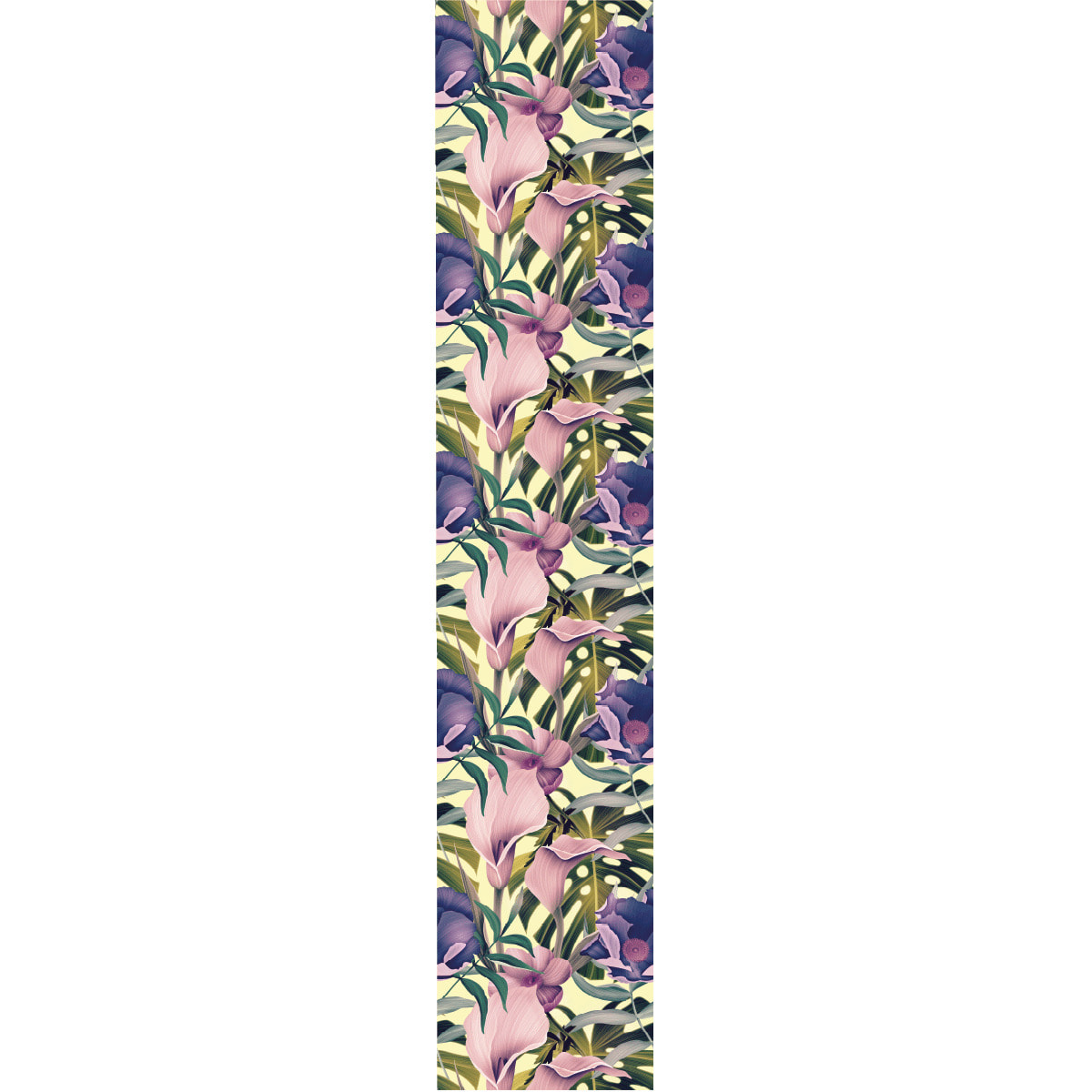 Papier peint intissé pré-encollé - TROPICAL FLEURS ROSES ET VIOLETTES - 1 rouleau