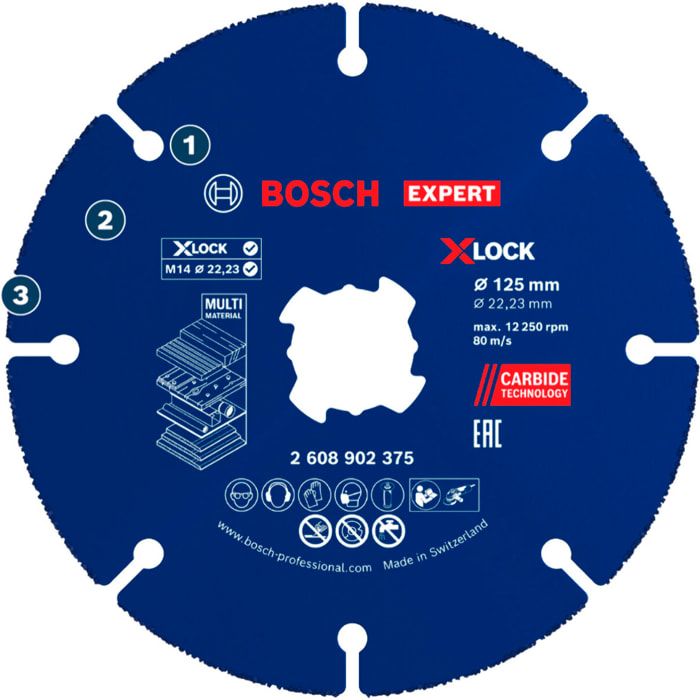Disque à tronçonner carbure mulit-matériaux Diam 125 mm - BOSCH Expert - 2608902375