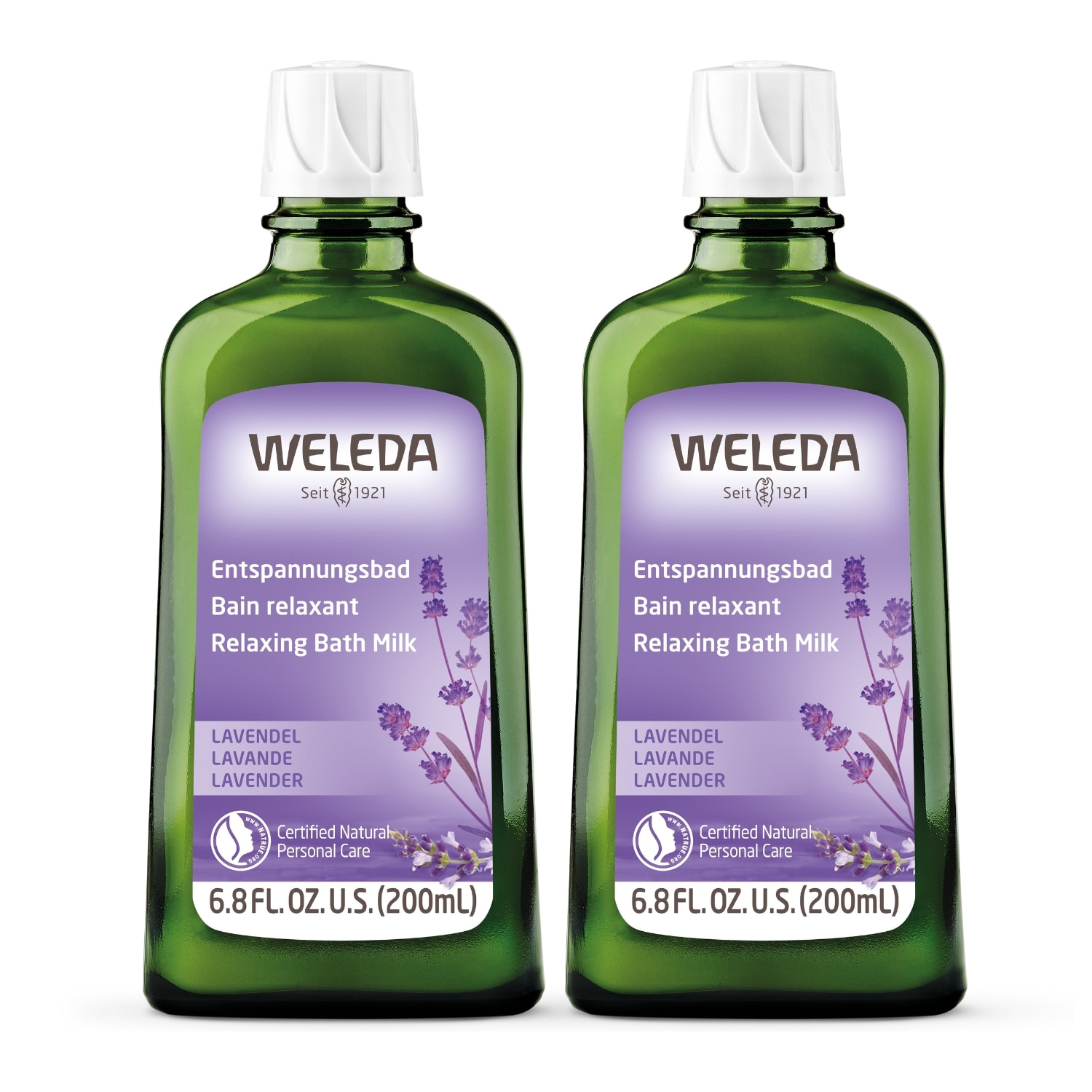 WELEDA - Duo  Bain relaxant à la Lavande - Calme et sérénité -  Vegan* - Certifié Natrue**- Flacon 200 ml  x 2