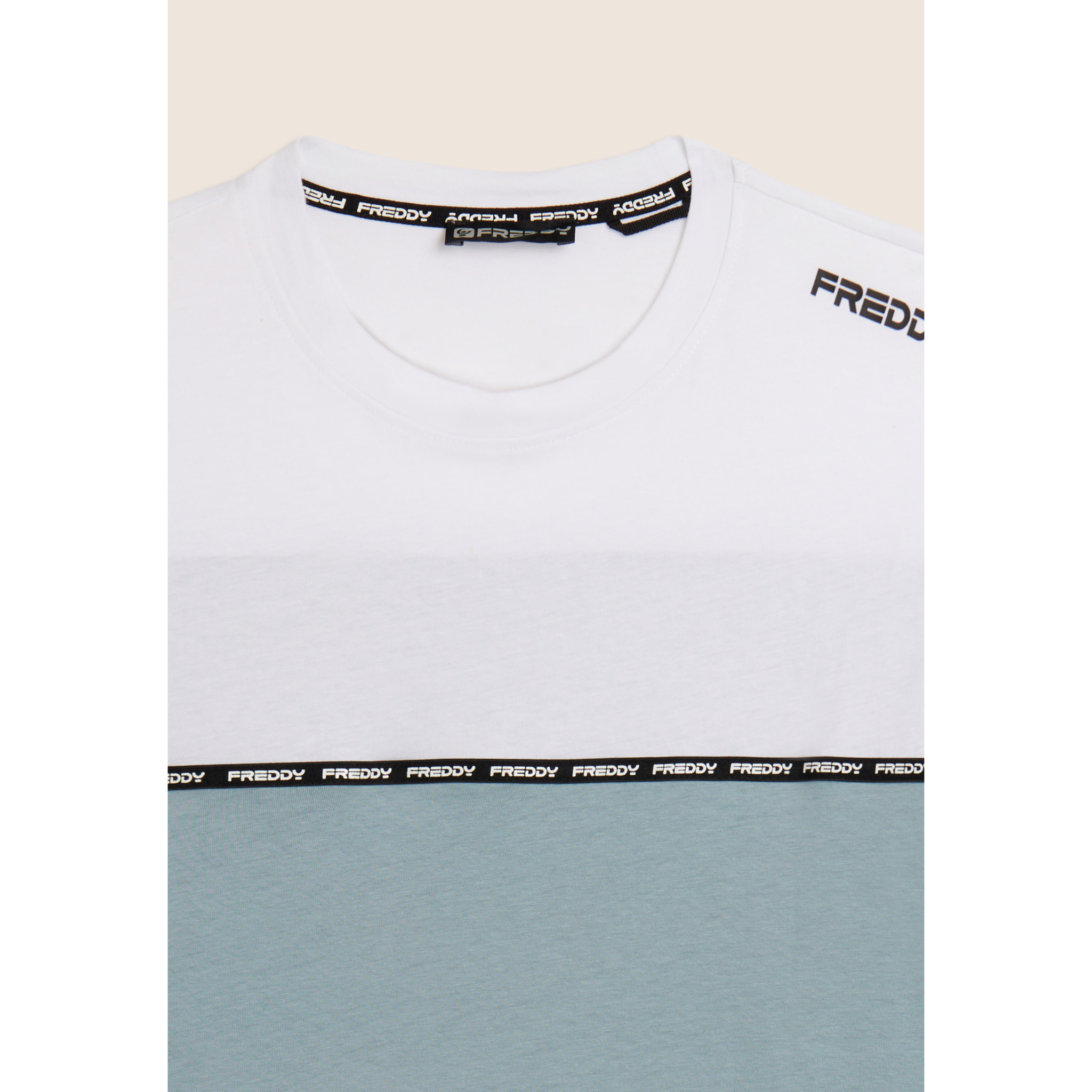 T-shirt colour block con inserto logato