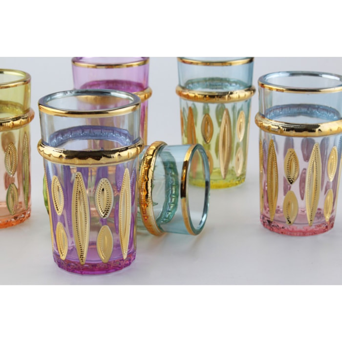 Tasses à thé orientales 6 couleurs - lot de 6