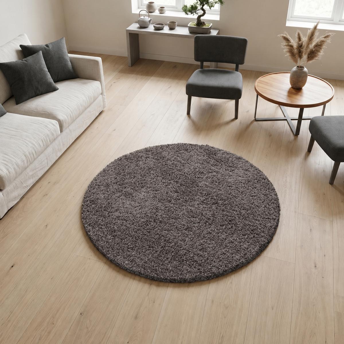 Tapis poils longs shaggy tissé motif uni ZASIVE