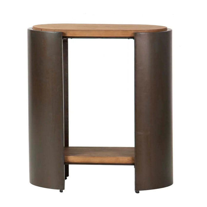 Mesita Madera Metal Marron Negro 62x34x71 Cm