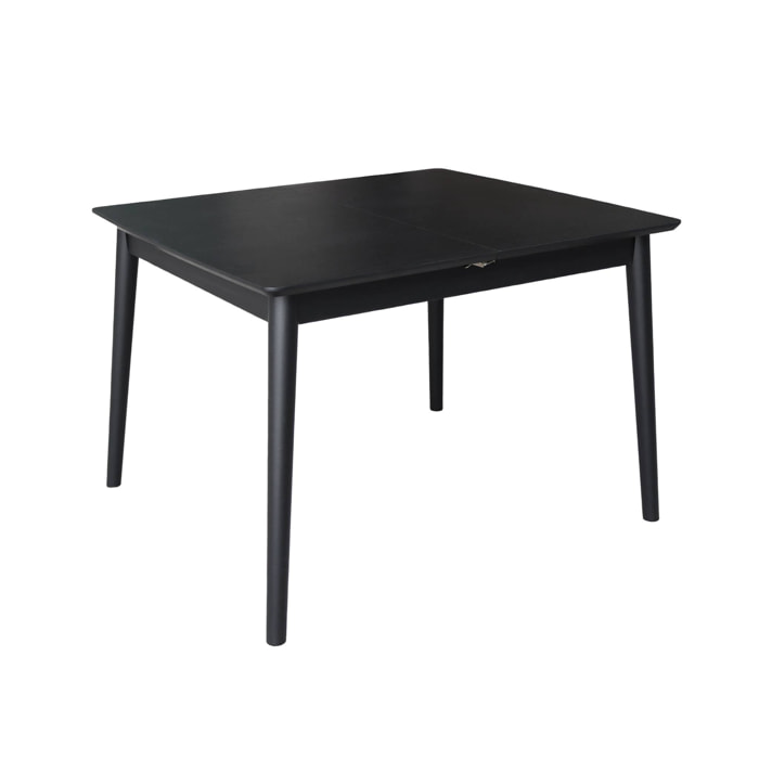 Table à manger rectangulaire extensible bois d'hévéa et placage chêne noir 4-6 places - 110/140 x 100 x 75 cm - Lina