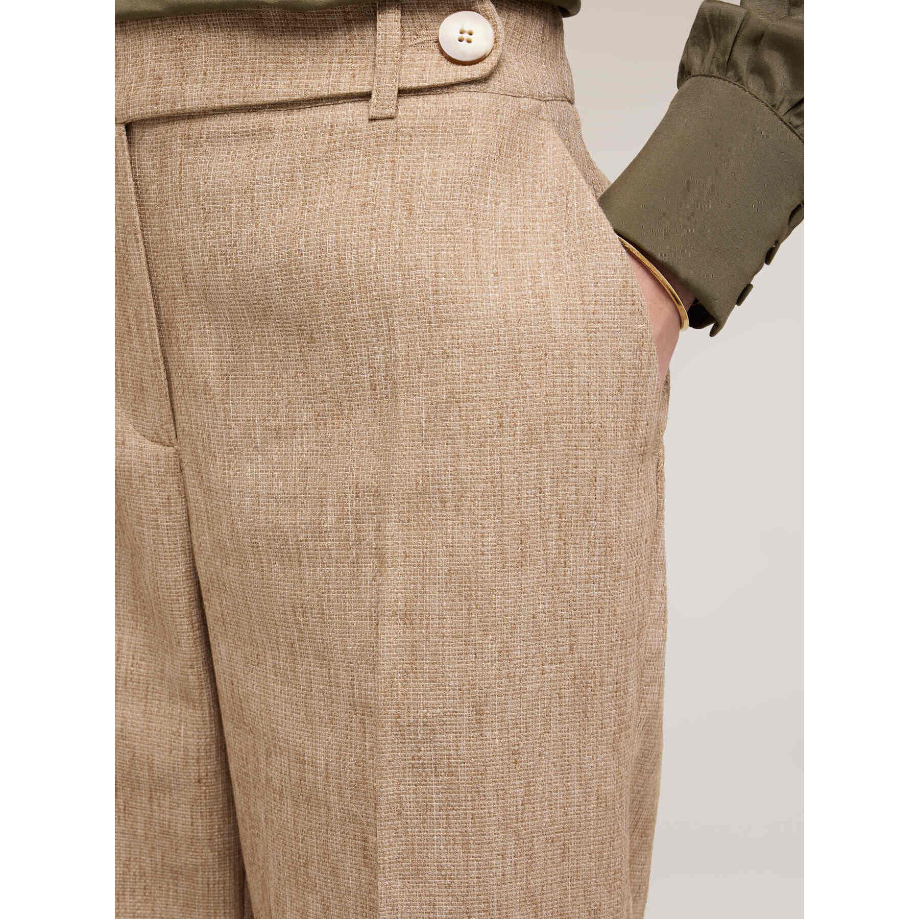 Motivi - Pantalones palazzo mezcla de lino - Beige