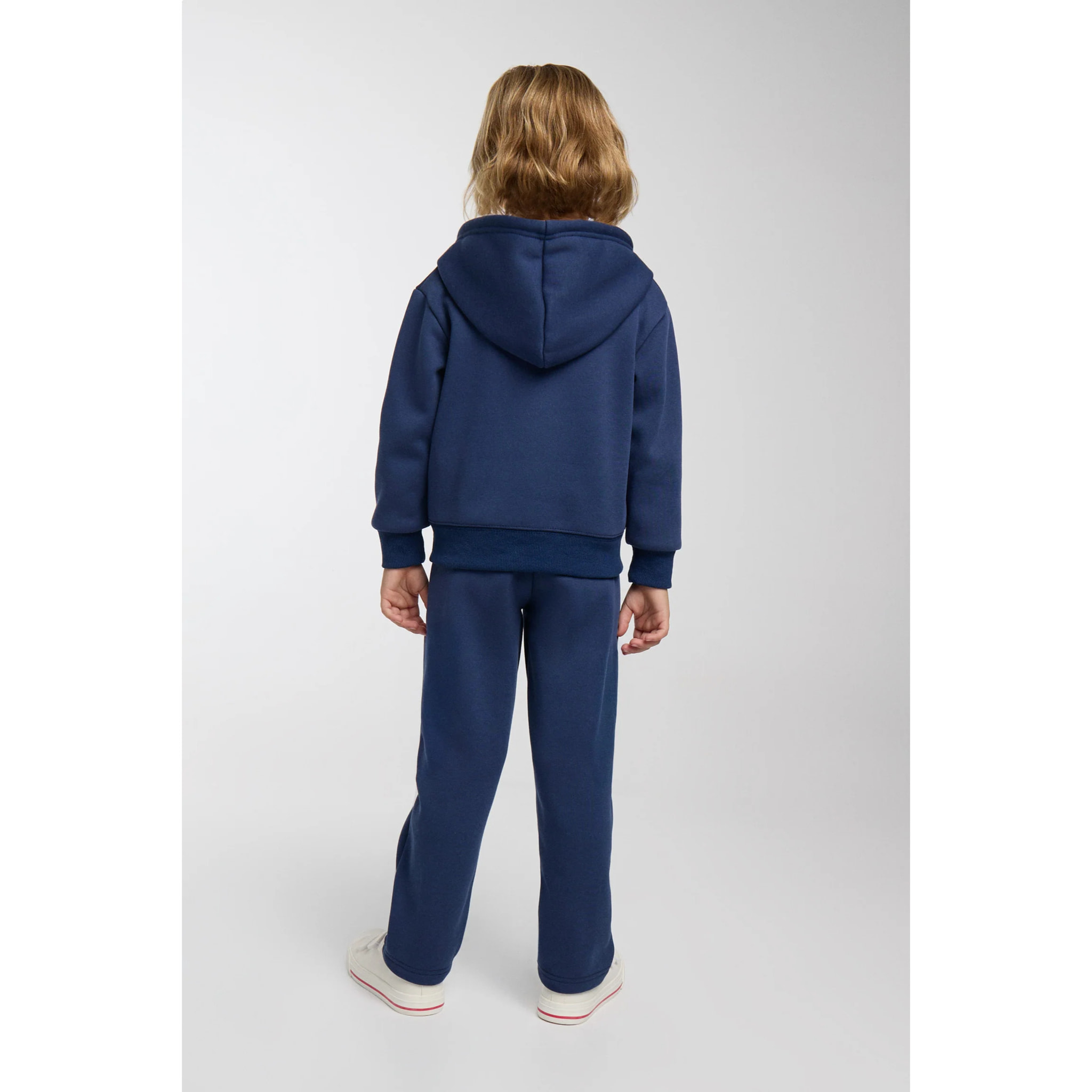 Chándal deportivo de niña afelpado chaqueta y pantalón recto marino